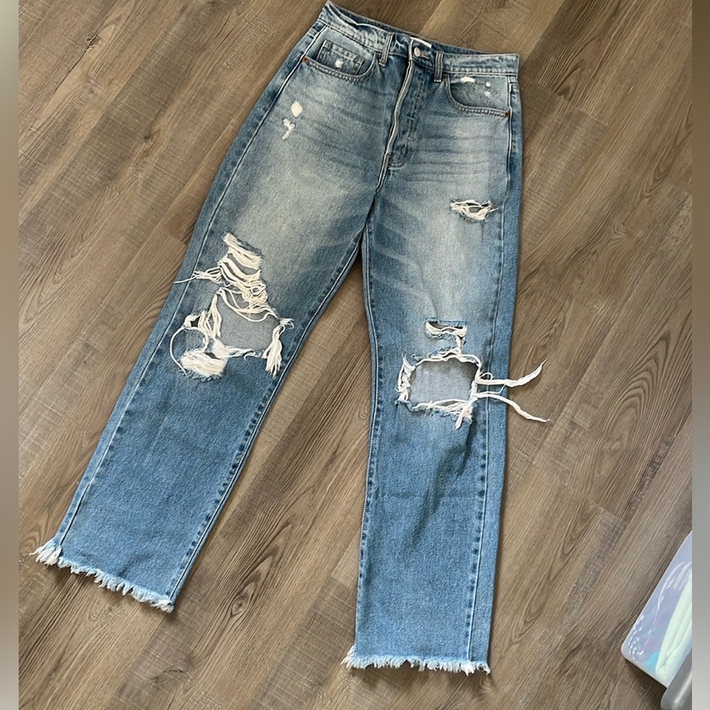 Cello Relaxed Raw Hem Jeans